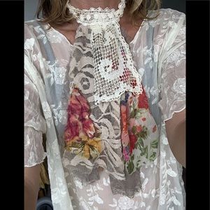 Jabot collar handmade vintage lace reversible Edwardian
